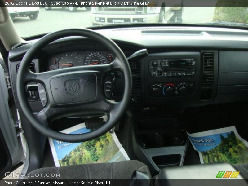 Bright Silver Metallic / Dark Slate Gray 2003 Dodge Dakota SXT Quad Cab 4x4