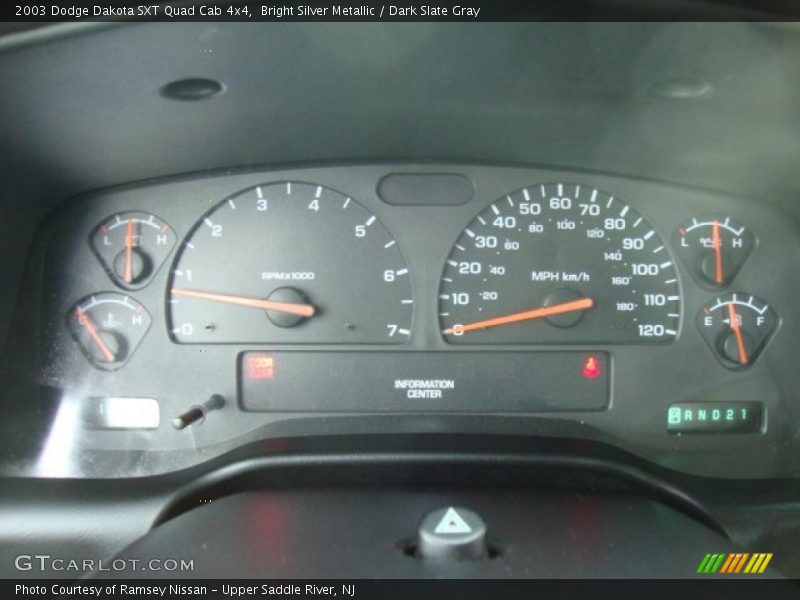 Bright Silver Metallic / Dark Slate Gray 2003 Dodge Dakota SXT Quad Cab 4x4