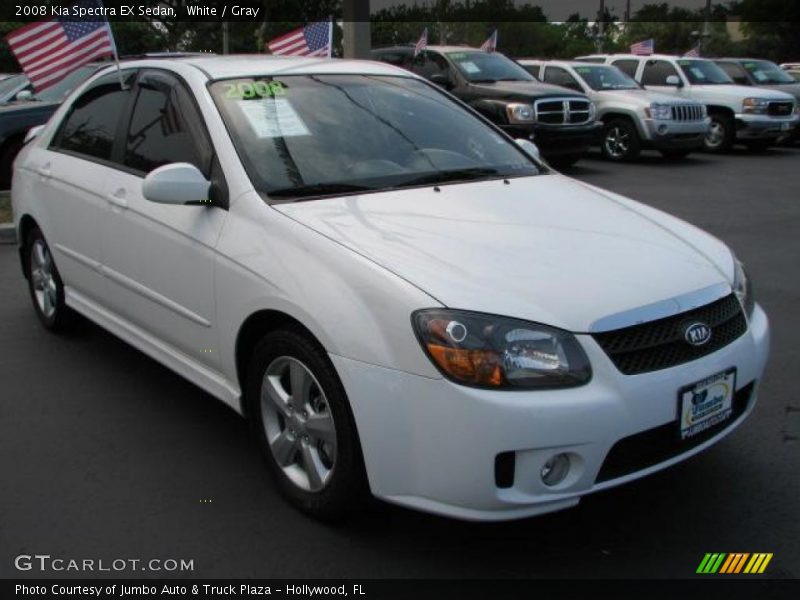 White / Gray 2008 Kia Spectra EX Sedan
