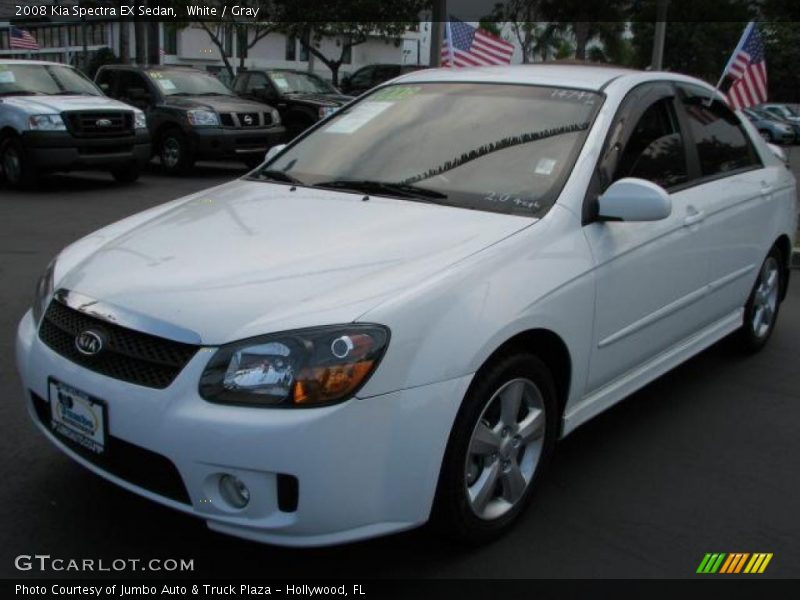 White / Gray 2008 Kia Spectra EX Sedan