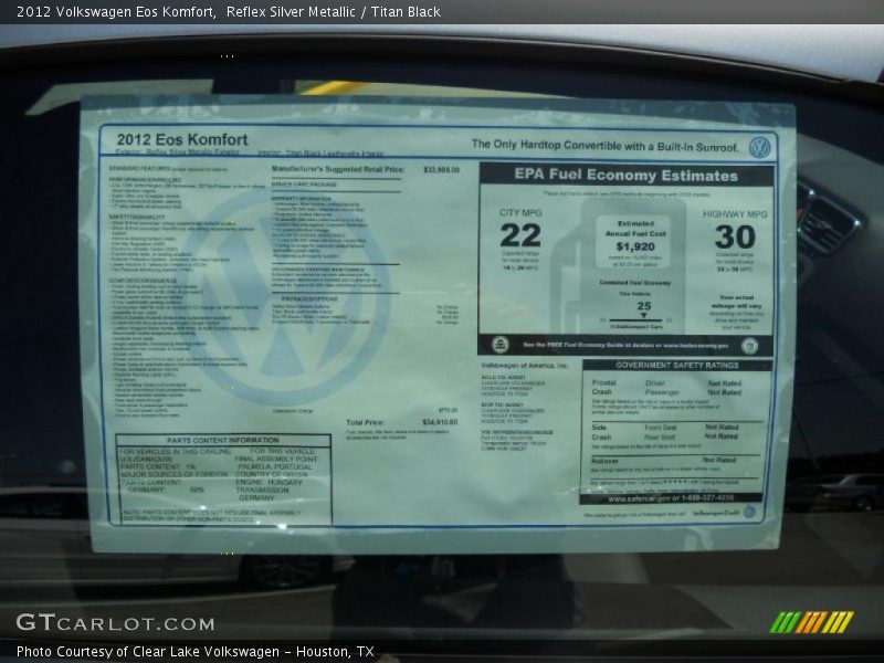 Reflex Silver Metallic / Titan Black 2012 Volkswagen Eos Komfort
