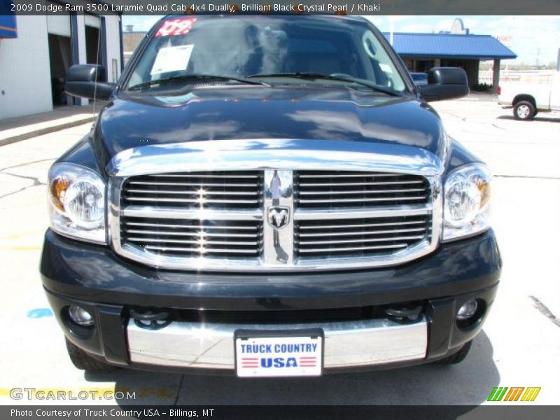 Brilliant Black Crystal Pearl / Khaki 2009 Dodge Ram 3500 Laramie Quad Cab 4x4 Dually