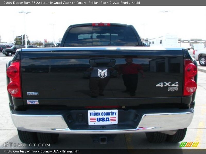 Brilliant Black Crystal Pearl / Khaki 2009 Dodge Ram 3500 Laramie Quad Cab 4x4 Dually