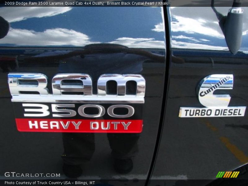 Brilliant Black Crystal Pearl / Khaki 2009 Dodge Ram 3500 Laramie Quad Cab 4x4 Dually