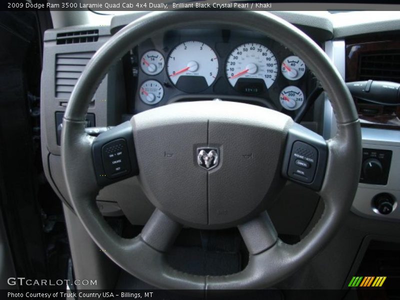 Brilliant Black Crystal Pearl / Khaki 2009 Dodge Ram 3500 Laramie Quad Cab 4x4 Dually