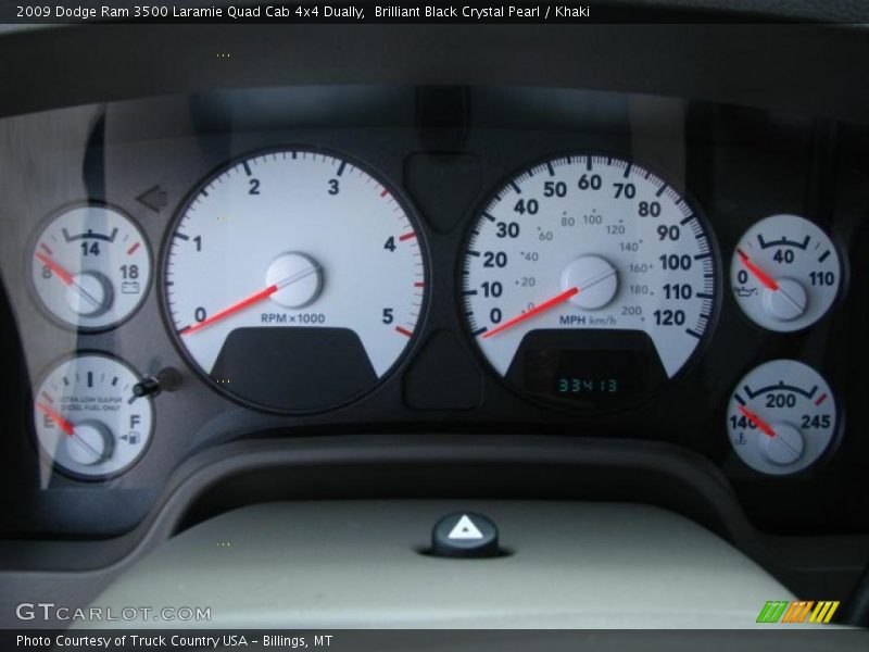 Brilliant Black Crystal Pearl / Khaki 2009 Dodge Ram 3500 Laramie Quad Cab 4x4 Dually