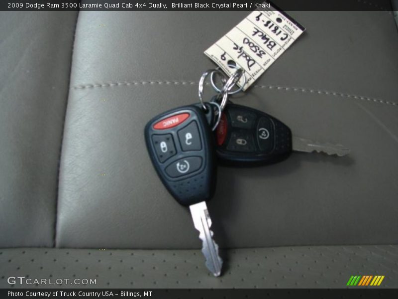 Brilliant Black Crystal Pearl / Khaki 2009 Dodge Ram 3500 Laramie Quad Cab 4x4 Dually
