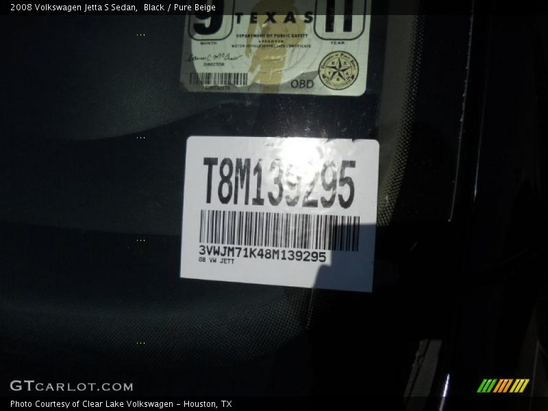 Black / Pure Beige 2008 Volkswagen Jetta S Sedan