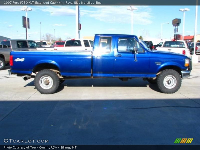 Royal Blue Metallic / Blue 1997 Ford F250 XLT Extended Cab 4x4