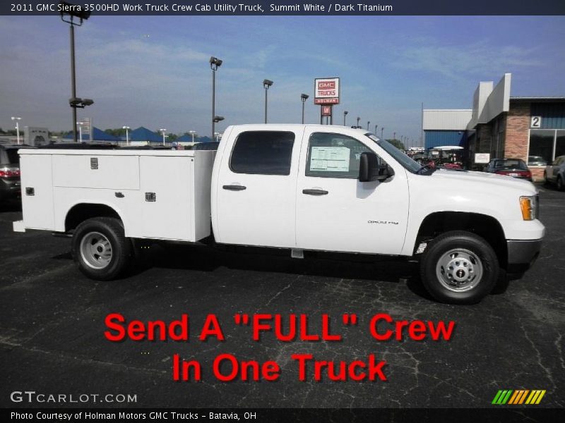 Summit White / Dark Titanium 2011 GMC Sierra 3500HD Work Truck Crew Cab Utility Truck