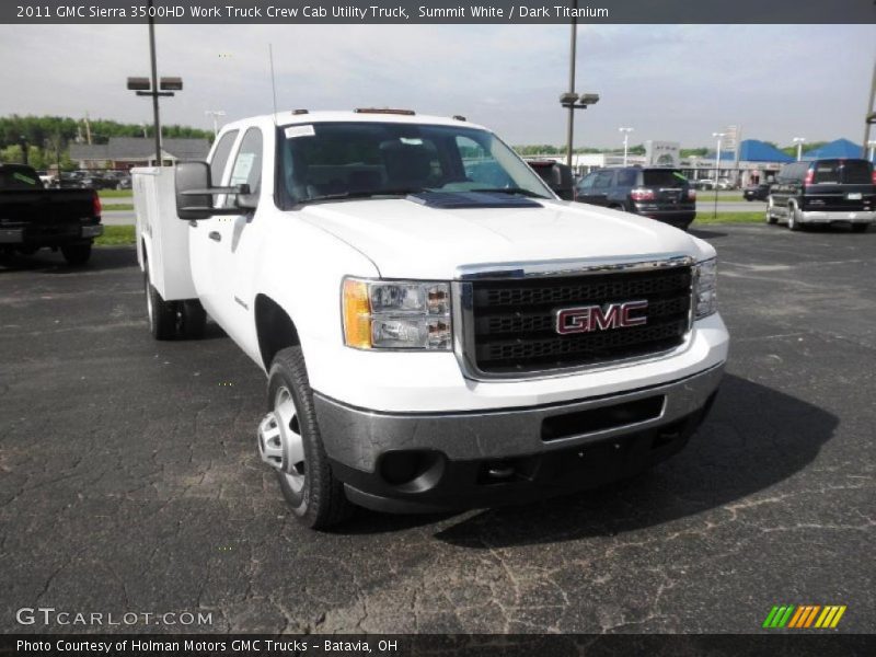 Summit White / Dark Titanium 2011 GMC Sierra 3500HD Work Truck Crew Cab Utility Truck