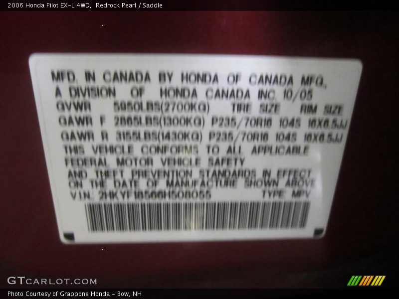 Redrock Pearl / Saddle 2006 Honda Pilot EX-L 4WD