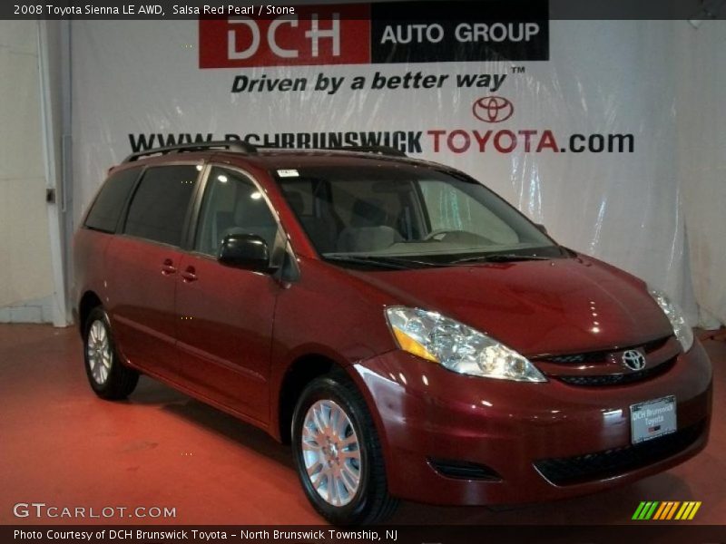 Salsa Red Pearl / Stone 2008 Toyota Sienna LE AWD