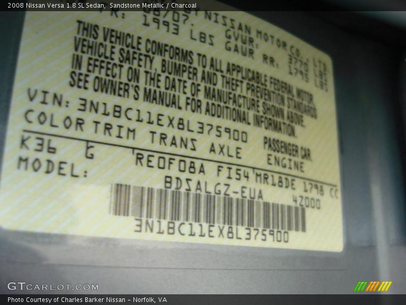 Sandstone Metallic / Charcoal 2008 Nissan Versa 1.8 SL Sedan