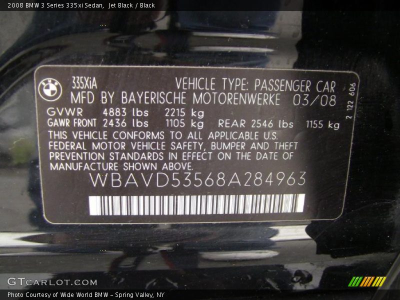Jet Black / Black 2008 BMW 3 Series 335xi Sedan