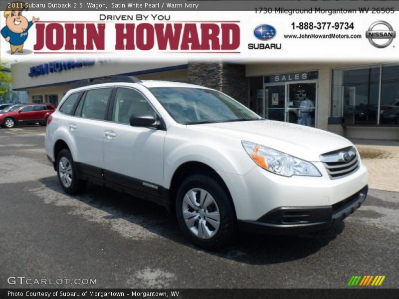 Satin White Pearl / Warm Ivory 2011 Subaru Outback 2.5i Wagon