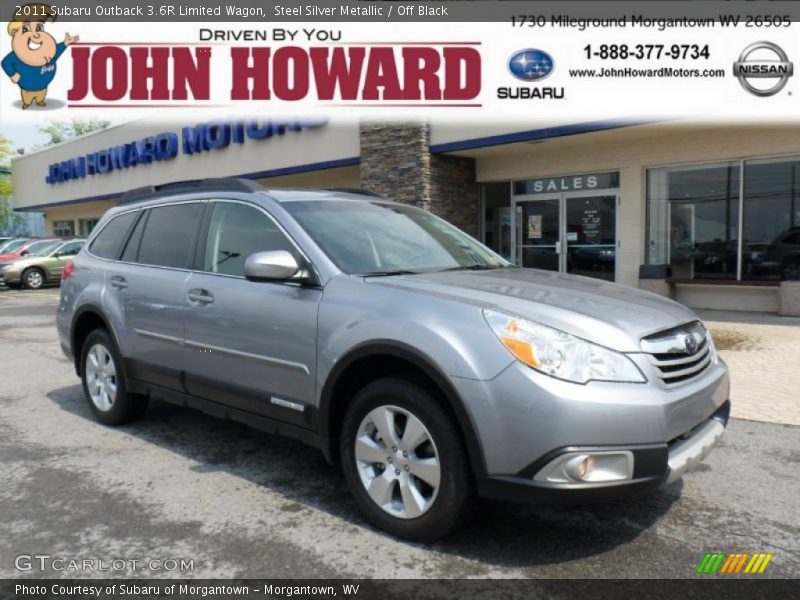 Steel Silver Metallic / Off Black 2011 Subaru Outback 3.6R Limited Wagon