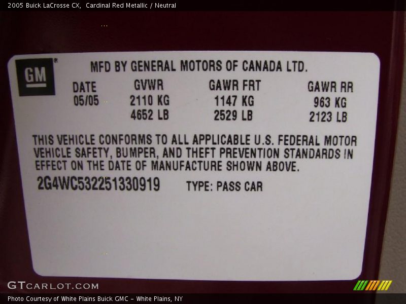 Cardinal Red Metallic / Neutral 2005 Buick LaCrosse CX