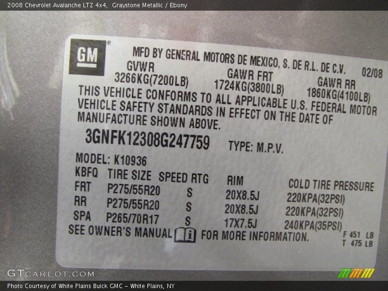 Graystone Metallic / Ebony 2008 Chevrolet Avalanche LTZ 4x4