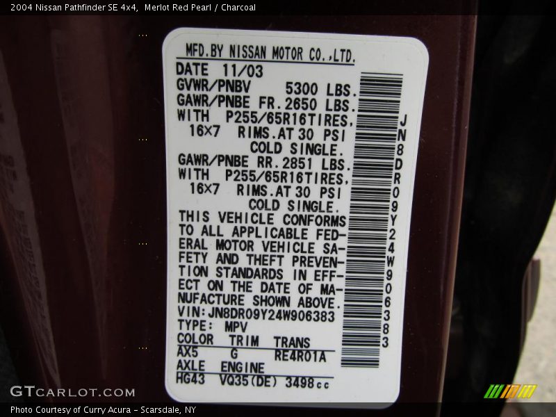 Merlot Red Pearl / Charcoal 2004 Nissan Pathfinder SE 4x4