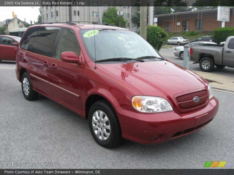 Ruby Red Metallic / Gray 2005 Kia Sedona LX