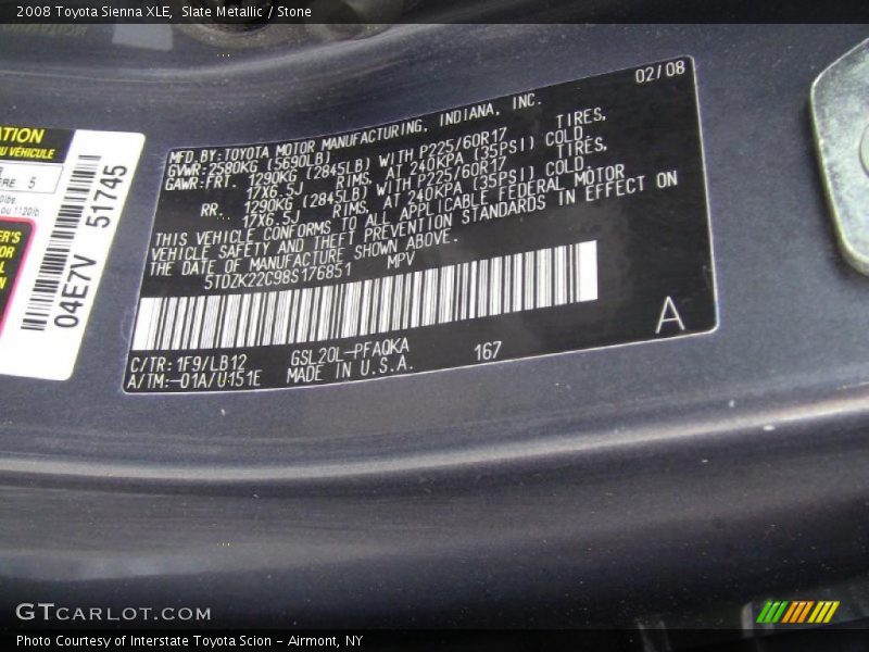 Slate Metallic / Stone 2008 Toyota Sienna XLE