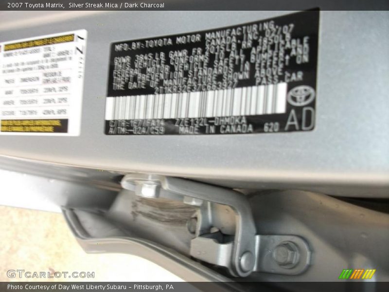 Silver Streak Mica / Dark Charcoal 2007 Toyota Matrix