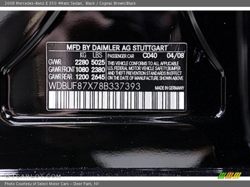 Black / Cognac Brown/Black 2008 Mercedes-Benz E 350 4Matic Sedan