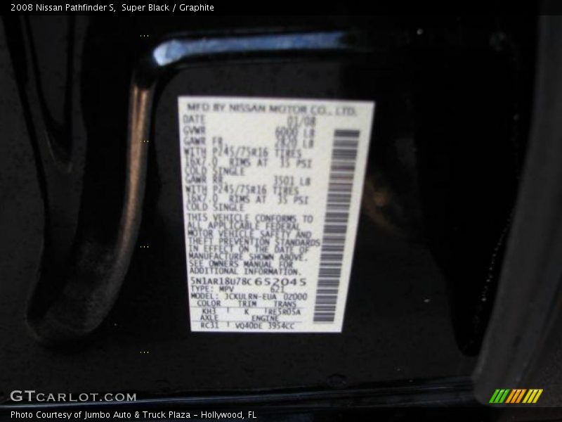 Super Black / Graphite 2008 Nissan Pathfinder S