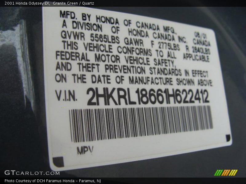 Granite Green / Quartz 2001 Honda Odyssey EX