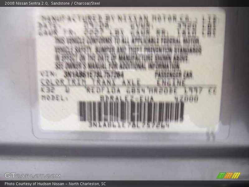 Sandstone / Charcoal/Steel 2008 Nissan Sentra 2.0