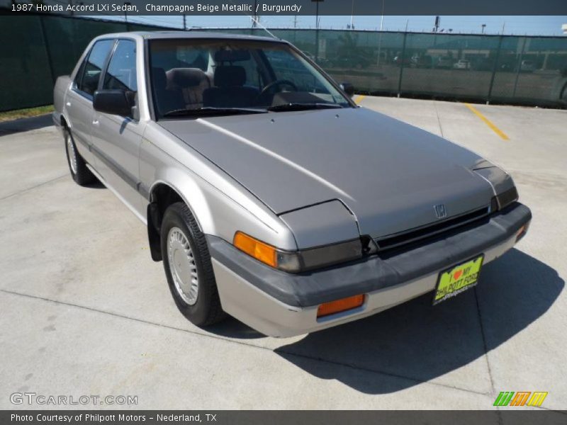 Champagne Beige Metallic / Burgundy 1987 Honda Accord LXi Sedan