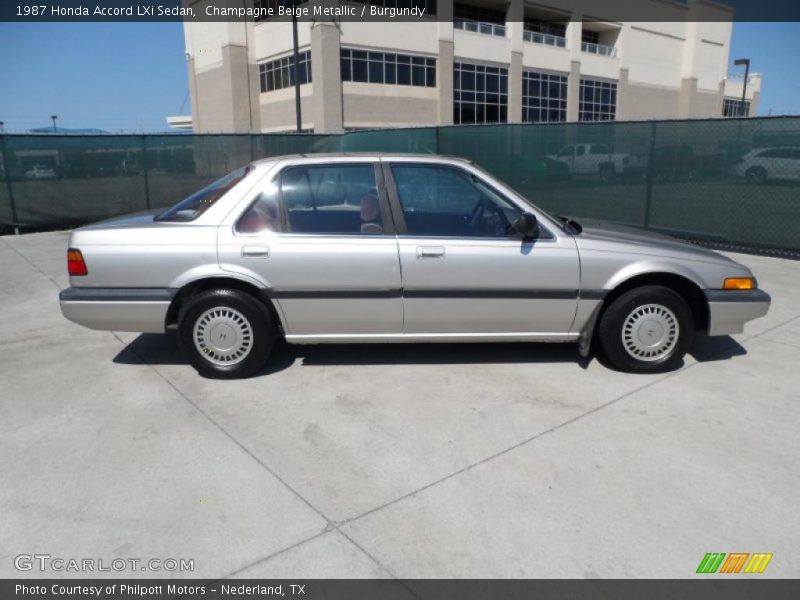 Champagne Beige Metallic / Burgundy 1987 Honda Accord LXi Sedan