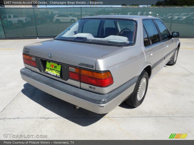 Champagne Beige Metallic / Burgundy 1987 Honda Accord LXi Sedan