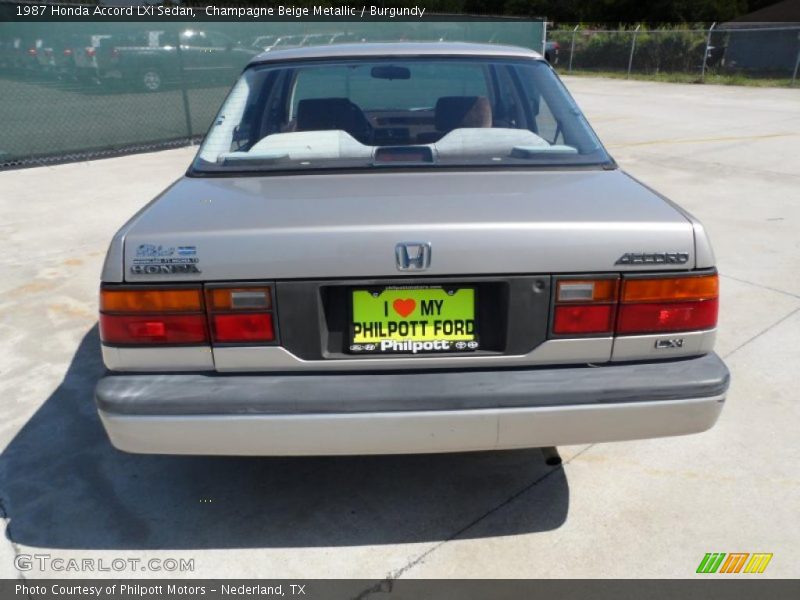 Champagne Beige Metallic / Burgundy 1987 Honda Accord LXi Sedan