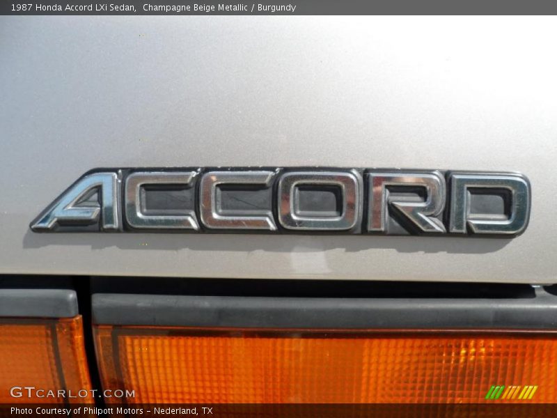 Champagne Beige Metallic / Burgundy 1987 Honda Accord LXi Sedan