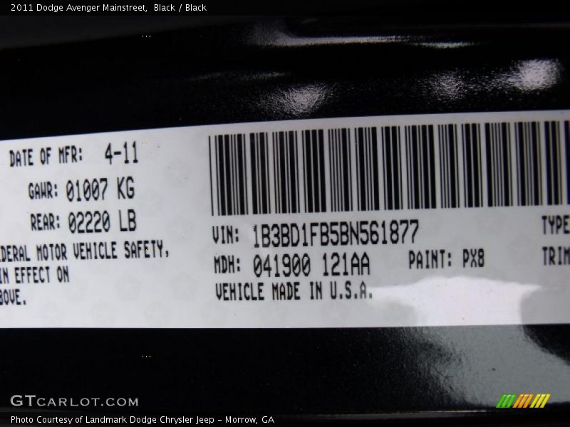 Black / Black 2011 Dodge Avenger Mainstreet