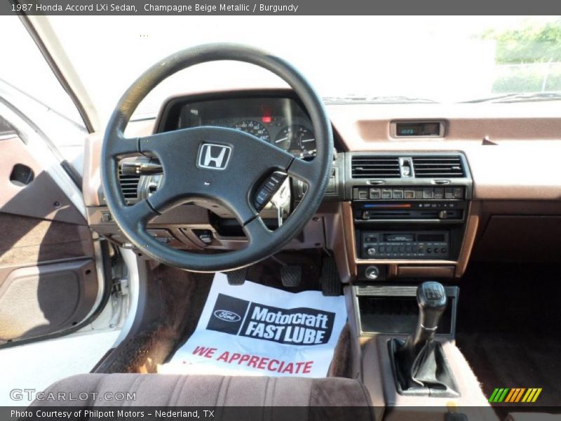 Champagne Beige Metallic / Burgundy 1987 Honda Accord LXi Sedan