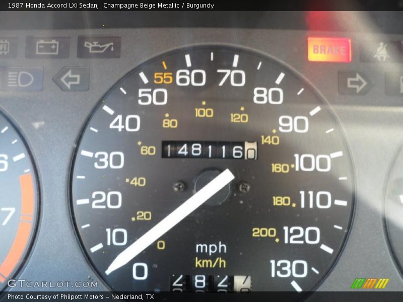 Champagne Beige Metallic / Burgundy 1987 Honda Accord LXi Sedan