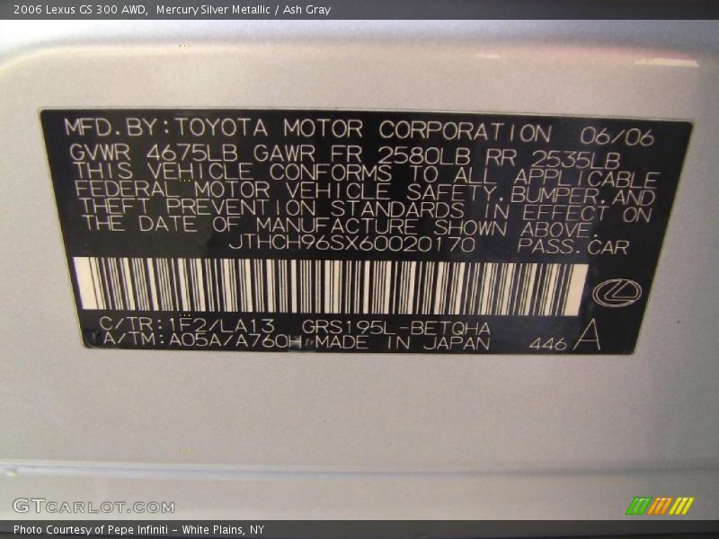 Mercury Silver Metallic / Ash Gray 2006 Lexus GS 300 AWD
