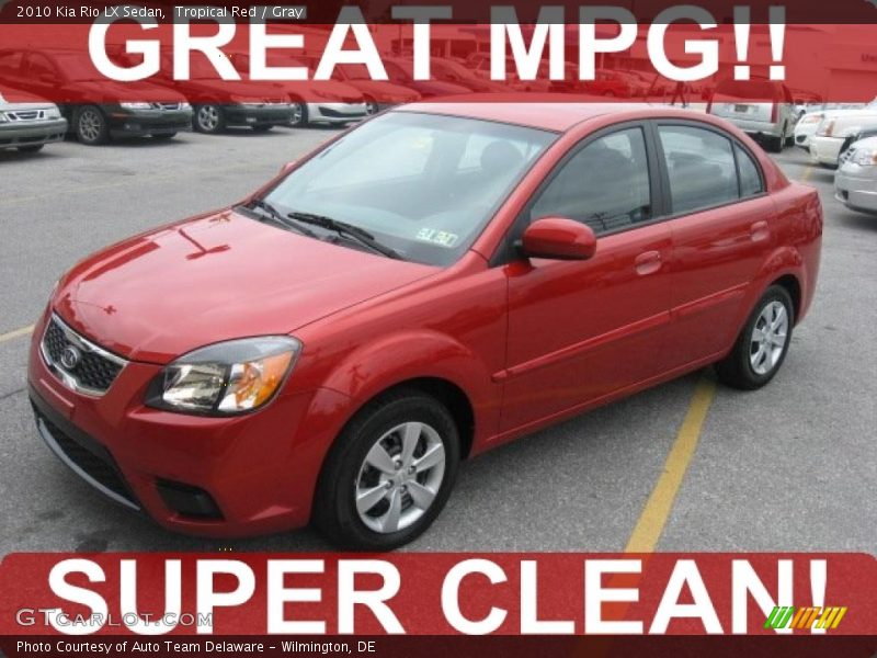 Tropical Red / Gray 2010 Kia Rio LX Sedan