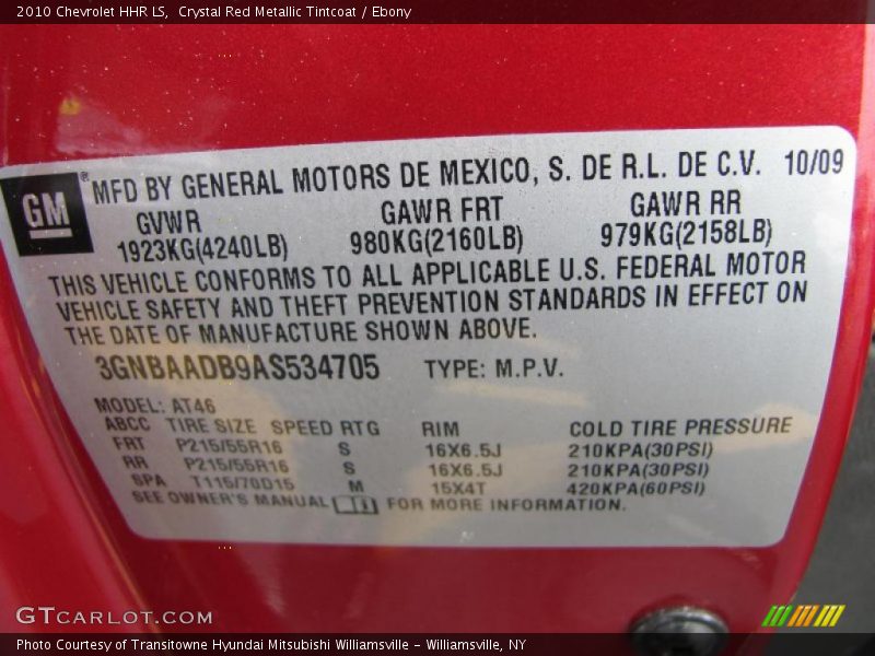 Crystal Red Metallic Tintcoat / Ebony 2010 Chevrolet HHR LS