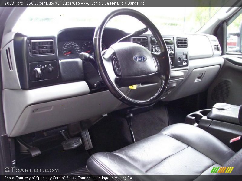 Sonic Blue Metallic / Dark Flint 2003 Ford F350 Super Duty XLT SuperCab 4x4