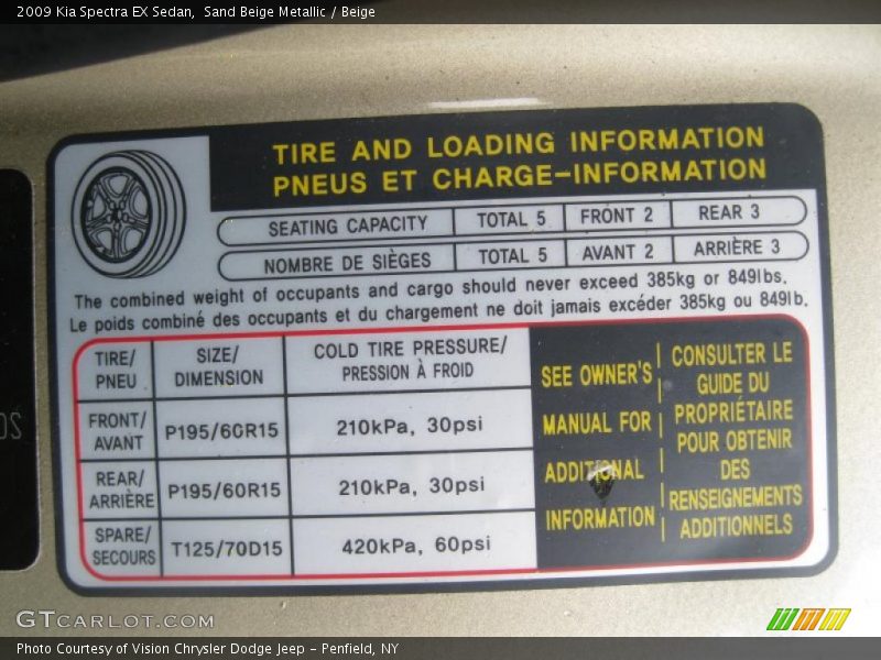 Sand Beige Metallic / Beige 2009 Kia Spectra EX Sedan