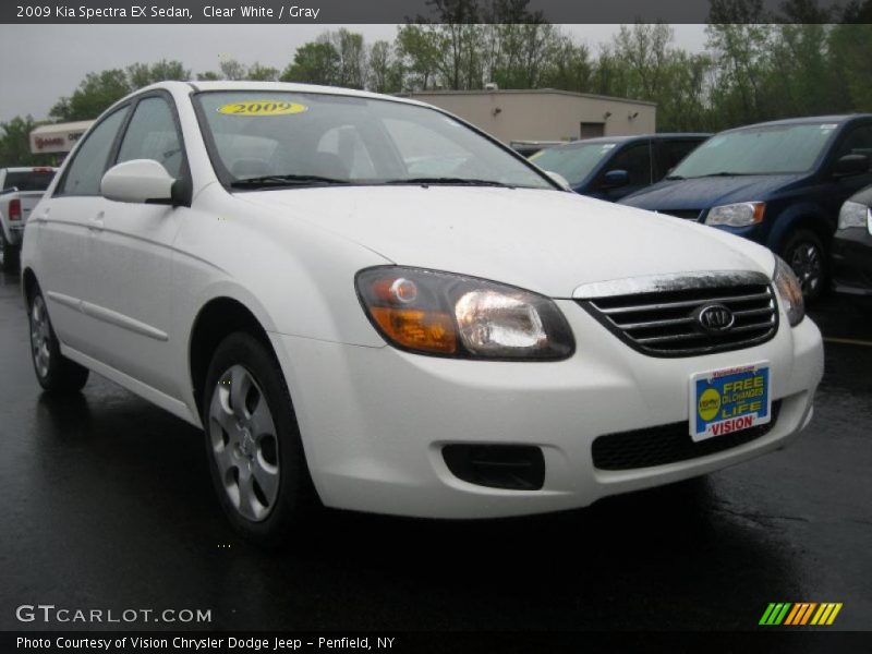 Clear White / Gray 2009 Kia Spectra EX Sedan