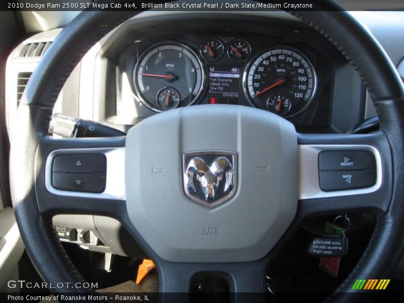 Brilliant Black Crystal Pearl / Dark Slate/Medium Graystone 2010 Dodge Ram 2500 SLT Mega Cab 4x4