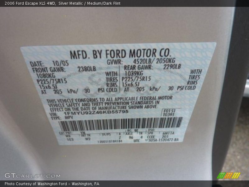 Silver Metallic / Medium/Dark Flint 2006 Ford Escape XLS 4WD