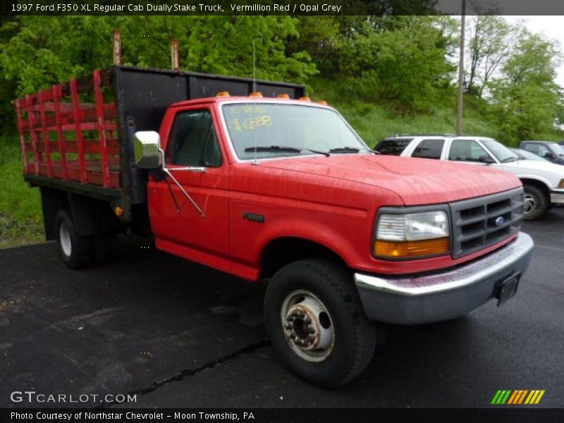  1997 F350 XL Regular Cab Dually Stake Truck Vermillion Red