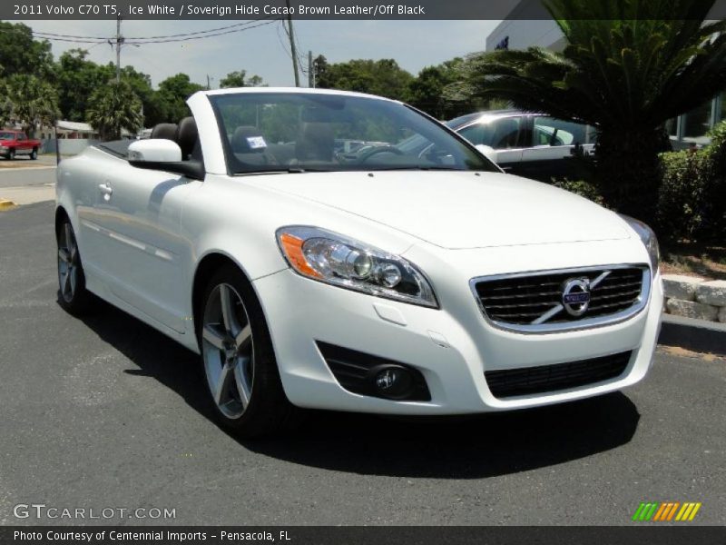 Ice White / Soverign Hide Cacao Brown Leather/Off Black 2011 Volvo C70 T5