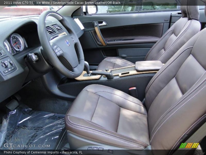 Ice White / Soverign Hide Cacao Brown Leather/Off Black 2011 Volvo C70 T5